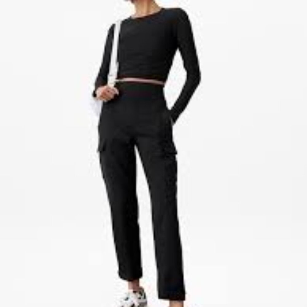 Black High-Rise Cargo Pants for Women